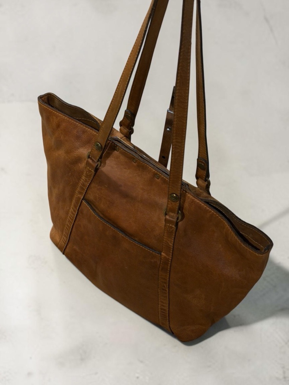 Patricia Nash Brown Genuine Italian Leather Studded Tote Bag - Picture 4 of 15
